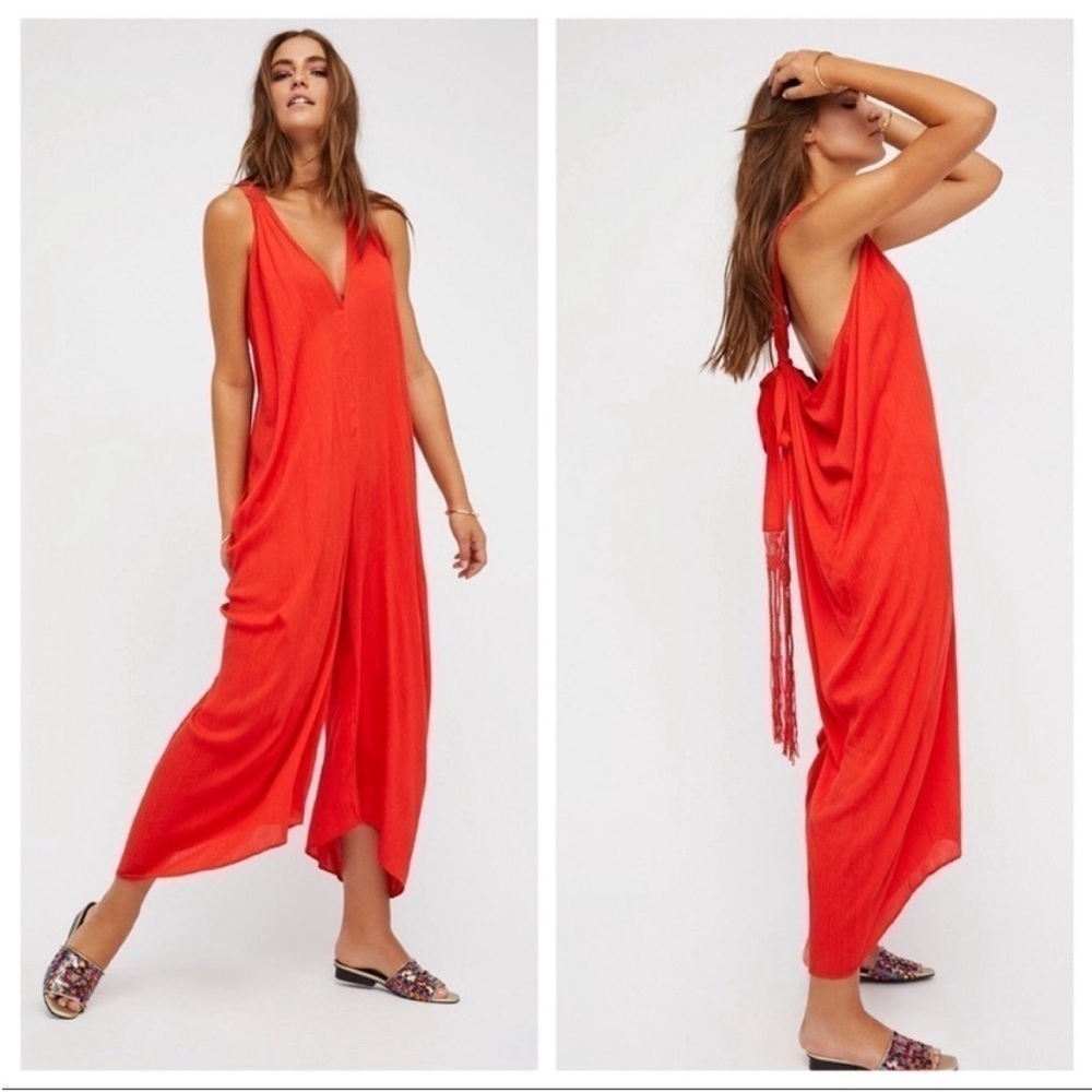 Free people endless summer fallin’ for you Wide Leg Jumpsuit Rare Oversized - Picture 4 of 9